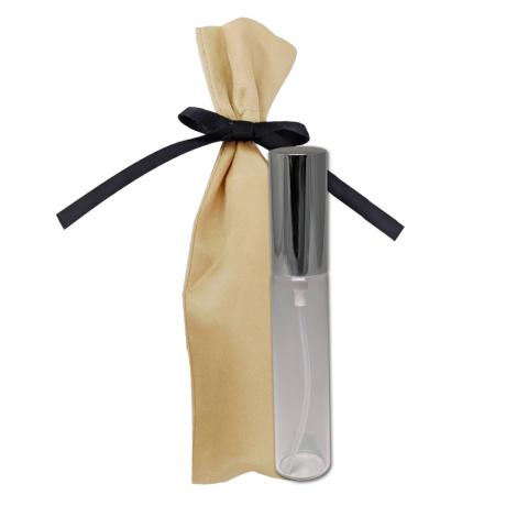 高级质感金色丝绸小袋附15ml 携带式银色喷雾圆柱玻璃空瓶