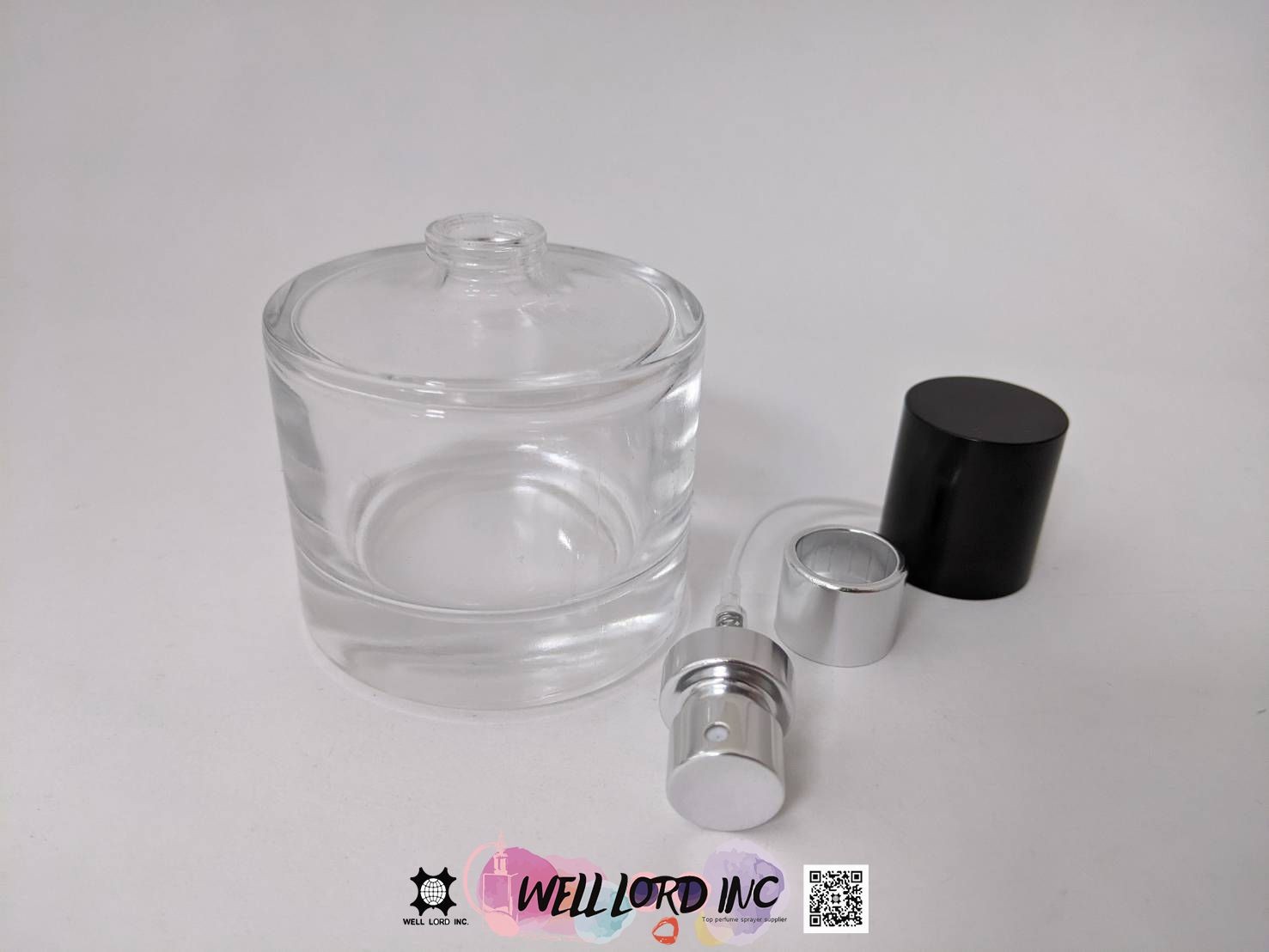 简约厚底透明圆柱形封口式玻璃香水空瓶
