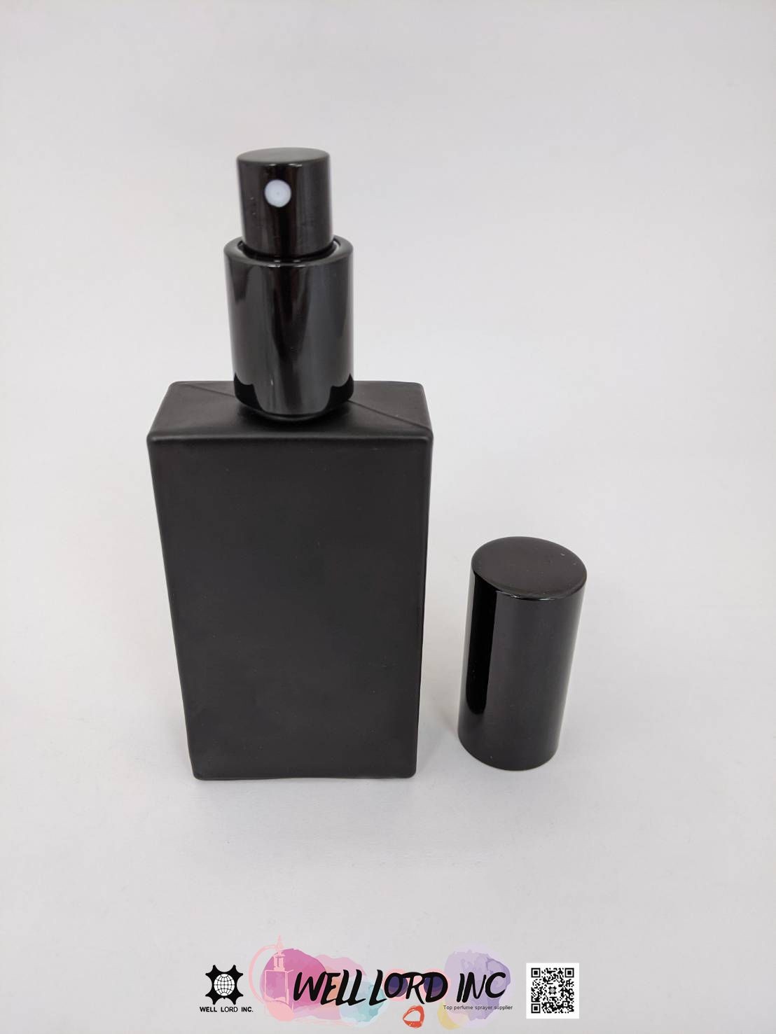 簡約方形黑色霧面香水玻璃瓶