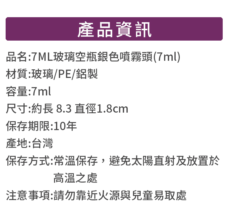 7ML玻璃瓶銀色噴頭3