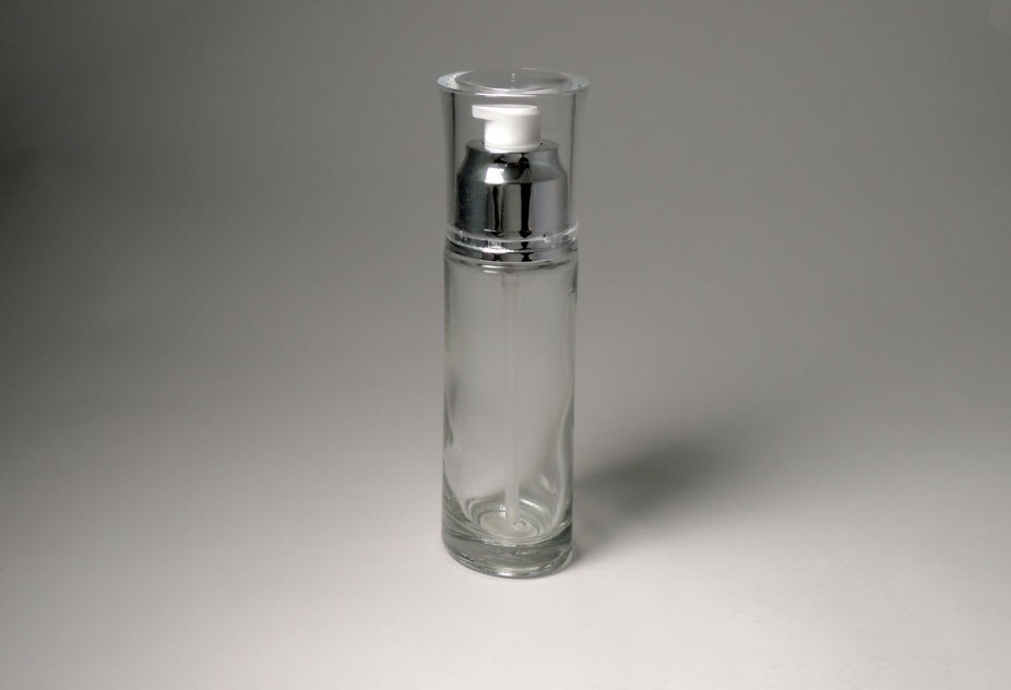 韩式精緻精华乳液塑胶按压头透明玻璃瓶