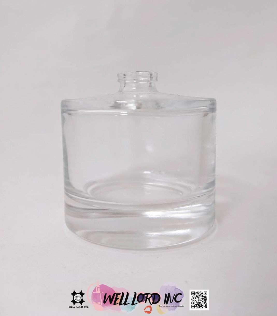 簡約厚底透明圓柱形封口式玻璃香水空瓶