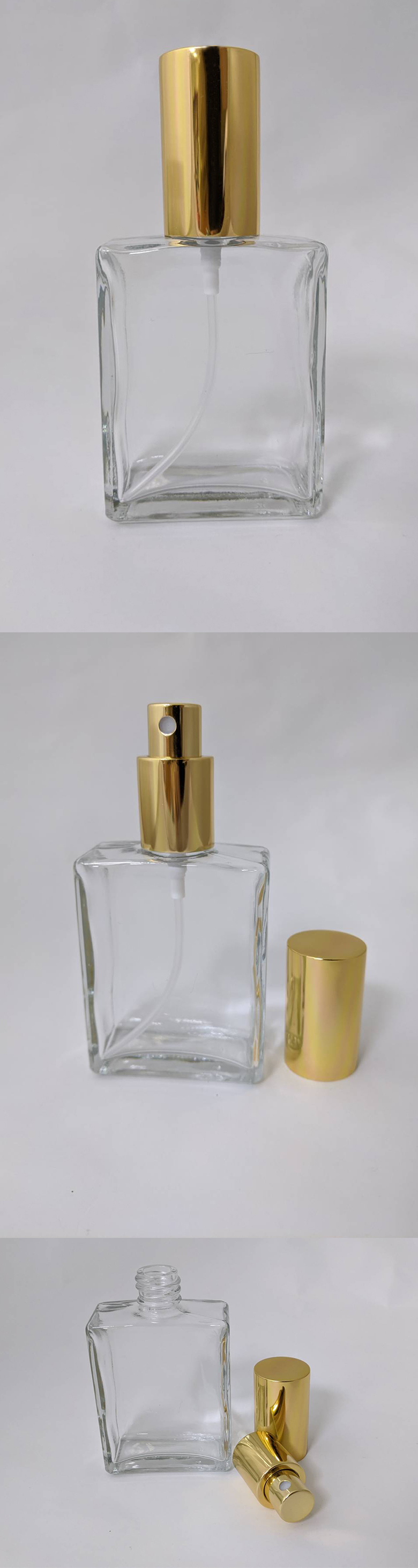 60ML金色噴霧方扁玻璃空瓶